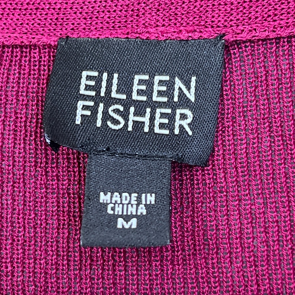 Eileen Fisher Women's M Red Cardigan‎ Wrap Long Sleeve Open Knit Sweater Layer - Picture 2 of 9